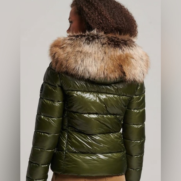 NWT Superdry Code MTN Fuji Shine Jacket Dark Moss Green Women Size 10 - Picture 3 of 11